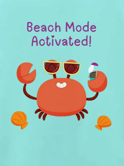 Girls Beach Mode Activated Print Regular Fit T shirt